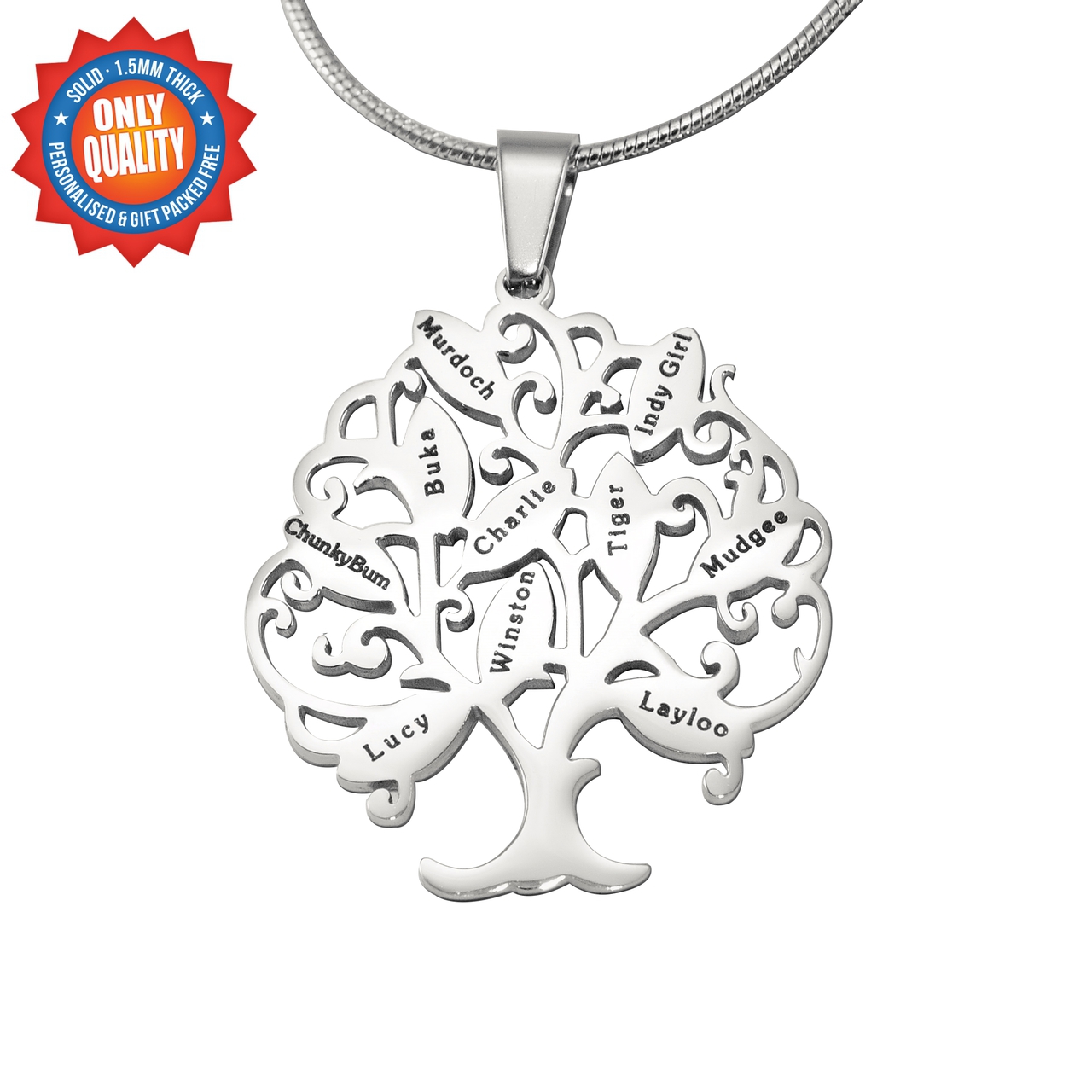 Personalisierte Tree of My Life Halskette 10 Sterling Silber