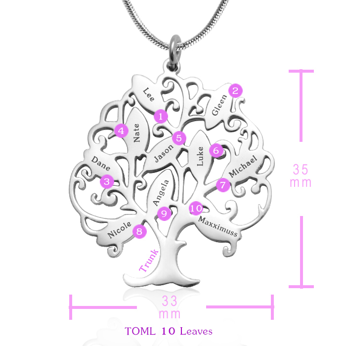 Personalisierte Tree of My Life Halskette 10 Sterling Silber