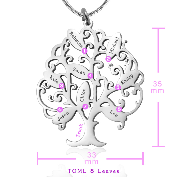 Personalisierte Tree of My Life Halskette 8 Sterling Silber