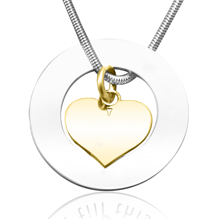 Personalisierte Kreis Mein Herz Halskette zwei Ton Herz in Gold