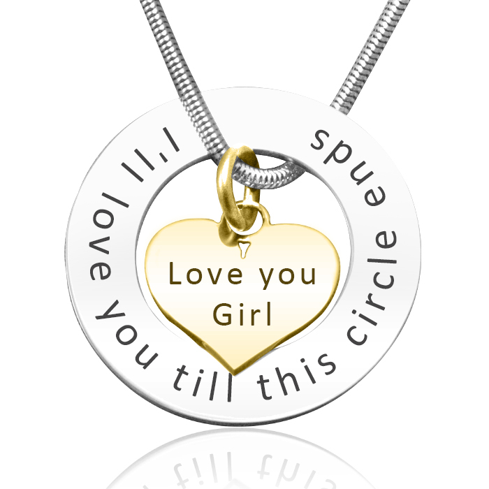 Personalisierte Kreis Mein Herz Halskette zwei Ton Herz in Gold