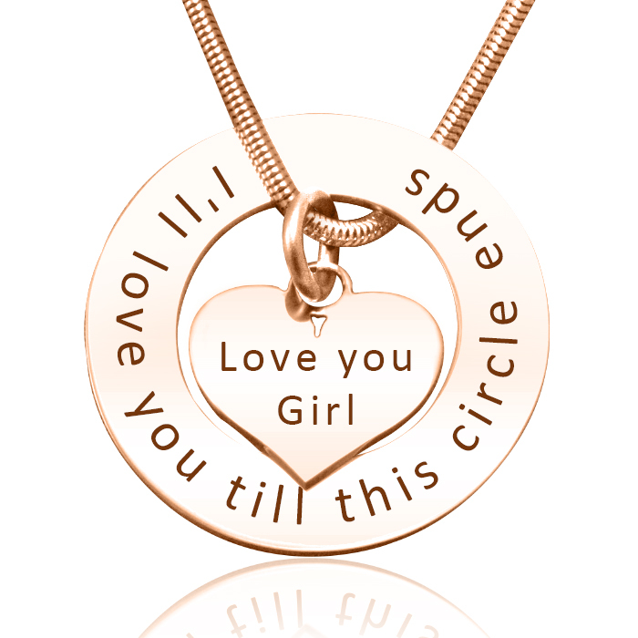 Personalisierte Kreis Mein Herz Halskette 18ct Rose Gold überzogen