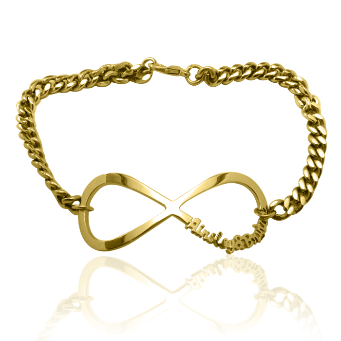 Personalisierte Unendlichkeit Name Armband / Fußkette 18 karätigem Gold überzogen
