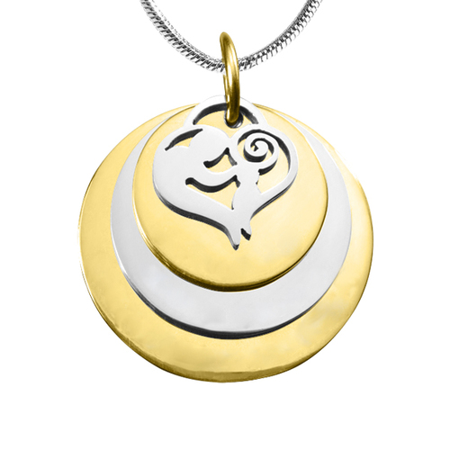 Personalisierte Mutter Disc Triple Halskette ZWEI TON Gold, Silber,
