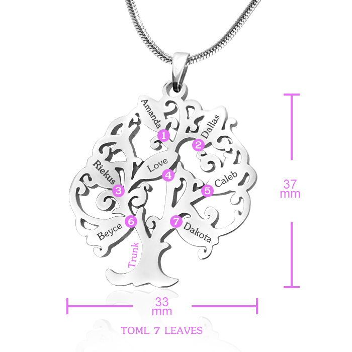 Personalisierte Tree of My Life Halskette 7 Sterling Silber