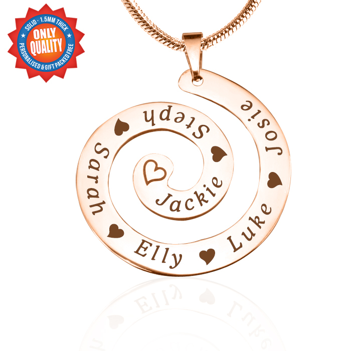 Personalisierte Strudel der Zeit Halskette 18ct Rose Gold überzogen