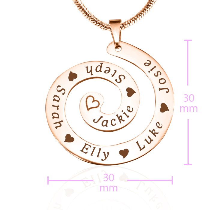 Personalisierte Strudel der Zeit Halskette 18ct Rose Gold überzogen