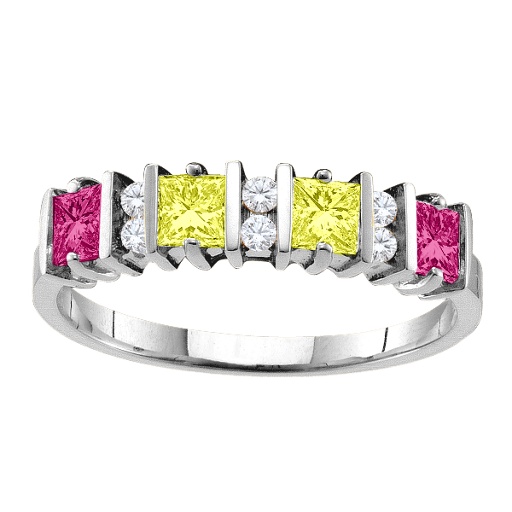 Echo 2 6 Princess Cut Steine ??Ring mit Akzenten