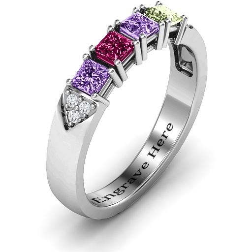 Klassische 2 7 Princess Cut Ring mit Akzente