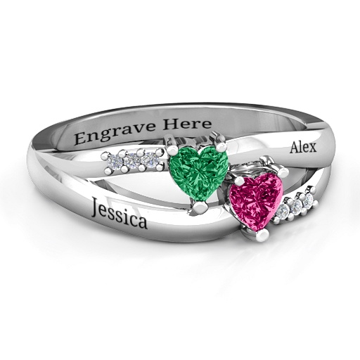 Dual Herzen mit Akzenten Ring