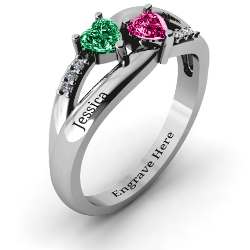 Dual Herzen mit Akzenten Ring