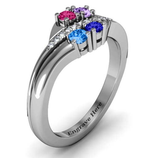 Vier Stein Ring mit Akzenten