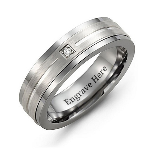 Edelstein Ring mit genuteten Brushed Center