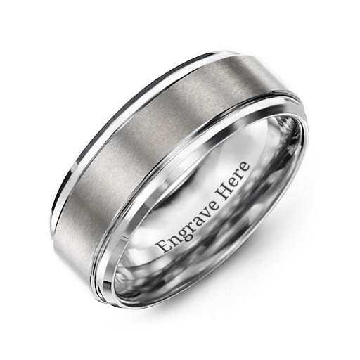 Herren Tungsten Brushed Center Ring