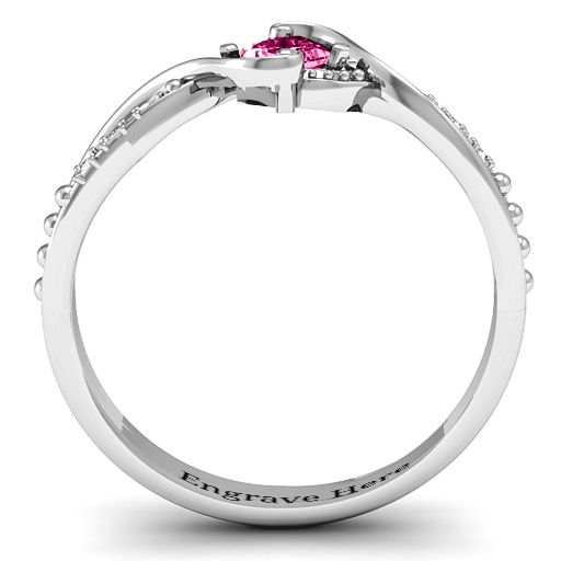 Sterling Silber Espiral Prinzessin geschnitten Ring mit Akzenten