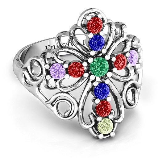 Sterling Silber Im Namen der Spiritualität Kreuz Ring