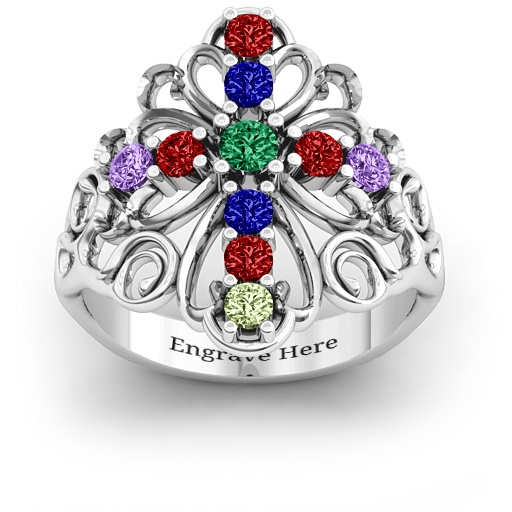 Sterling Silber Im Namen der Spiritualität Kreuz Ring
