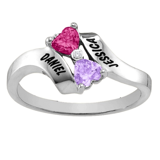Sterling Silber Rhapsody Kissing Herz Ring
