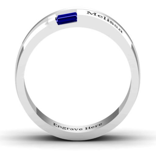 Sterling Silber Baguette Ring der Männer