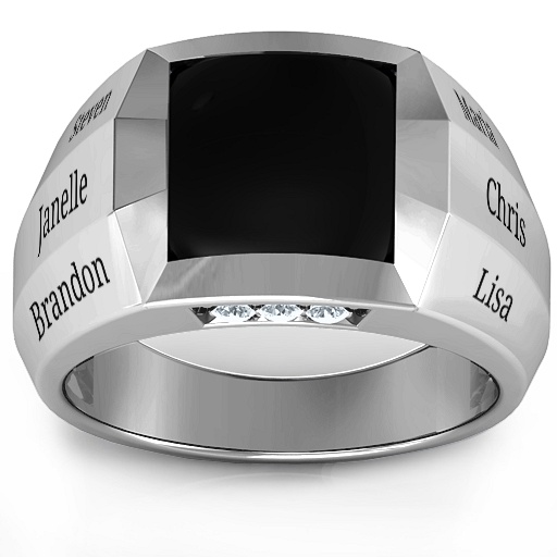 Sterling Silber Engravable Statement 6 Stein Ring der Männer