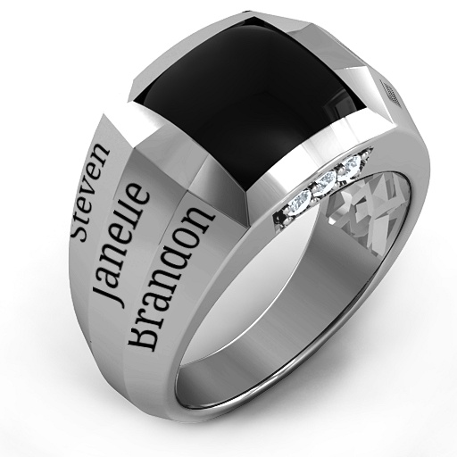 Sterling Silber Engravable Statement 6 Stein Ring der Männer