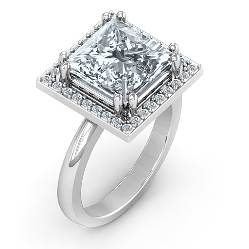 Sterling Silber Princess Cut Cocktail Ring mit Halo