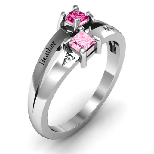 Sterling Silber Princess Stein und Accent Ring
