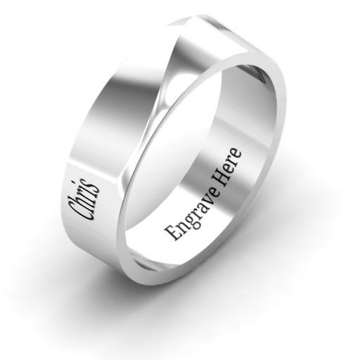 Sterling Silver Ridge Diagonal Spitze Ring der Männer