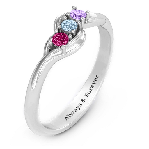 Sterling Silber Drei Stein Wellen Ring