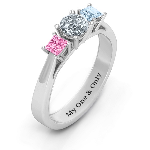 Drei Stein Eternity mit Prinzessin Akzente Ring