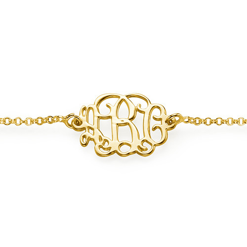 18ct Gold überzogenes Silber Monogramm Armband / Fußkettchen