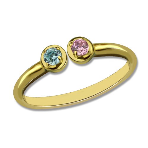 Dual Ring birthstone 18 karätigem Gold überzogen