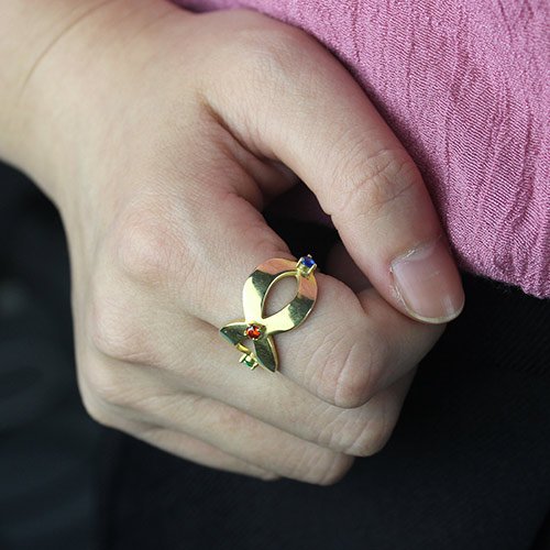 18 karätigem Gold überzogen mit Gravur Unendlichkeit Ring Geburtsstein