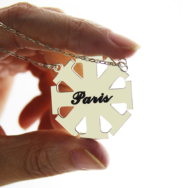 Customized Kreuz Halskette mit Namen Silber