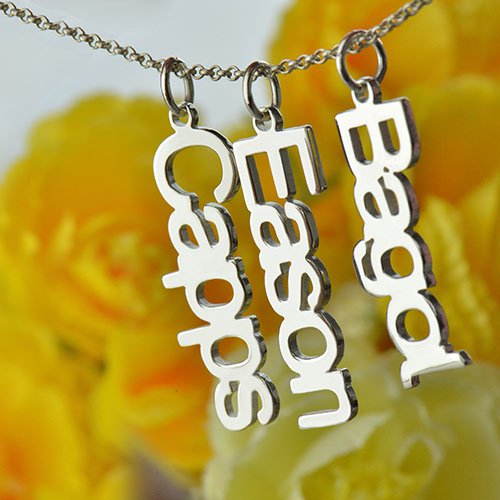 Customized Vertical Multi Namen Halskette aus Sterling Silber