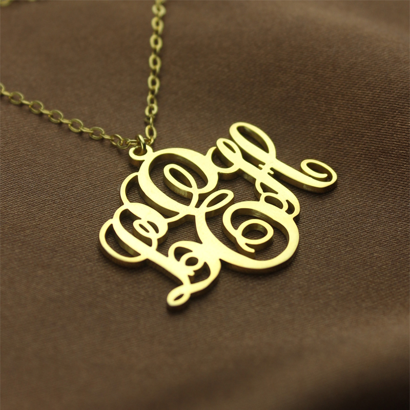 Perfekt Fantastisches Monogramm Halsketten Geschenk 18 karätigem Gold überzogen