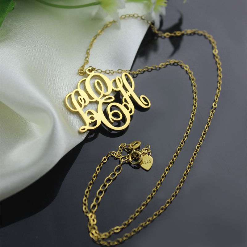 Perfekt Fantastisches Monogramm Halsketten Geschenk 18 karätigem Gold überzogen