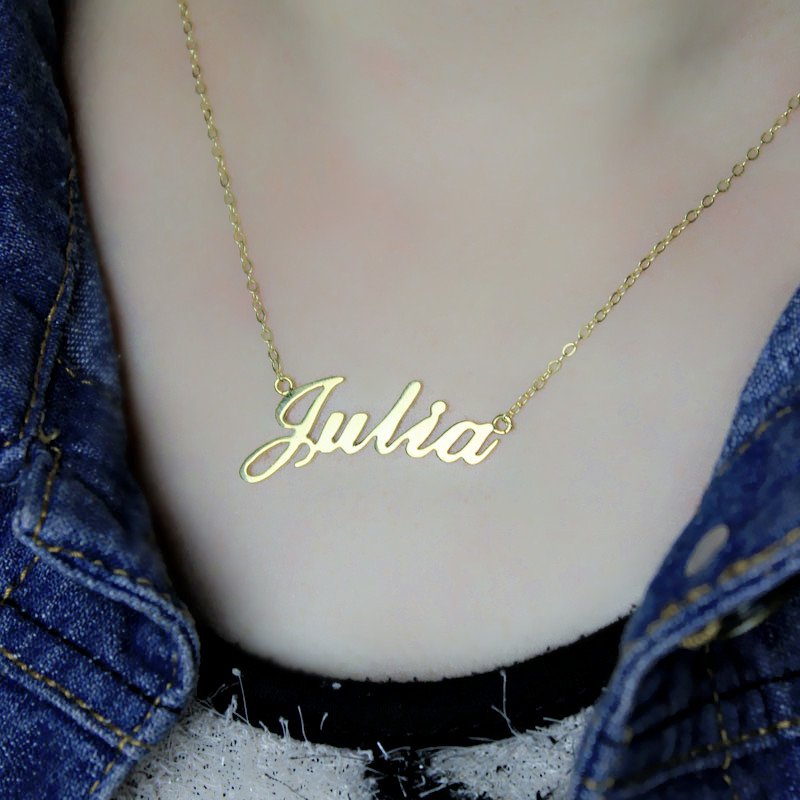 Personalisierte Klassische Namenskette in 18 karätigem Gold überzogen