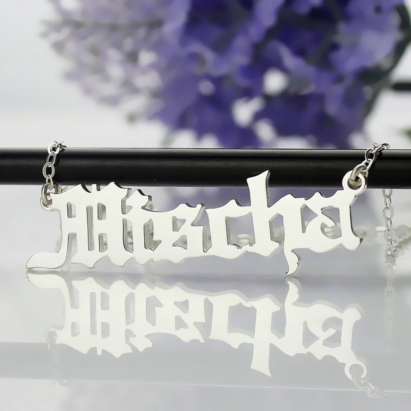 Altenglischen Namen Halskette aus Sterling Silber