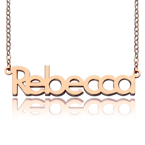 18ct Rose Gold überzogen Rebecca Art Name Halskette