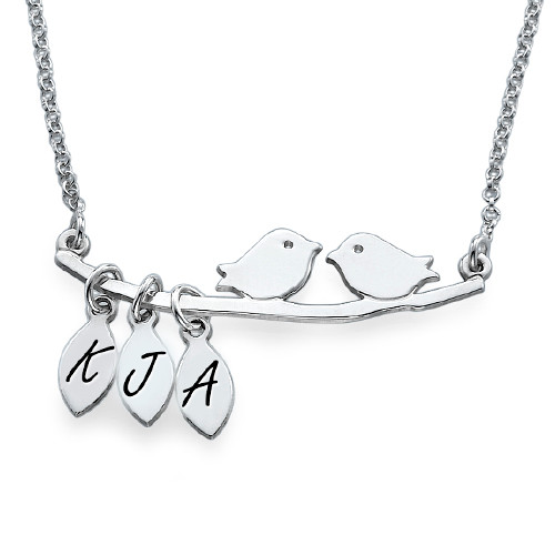 Personalisierte Mama Schmuck Silber Vogel Halskette