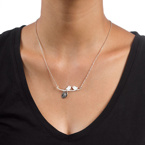 Personalisierte Mama Schmuck Silber Vogel Halskette