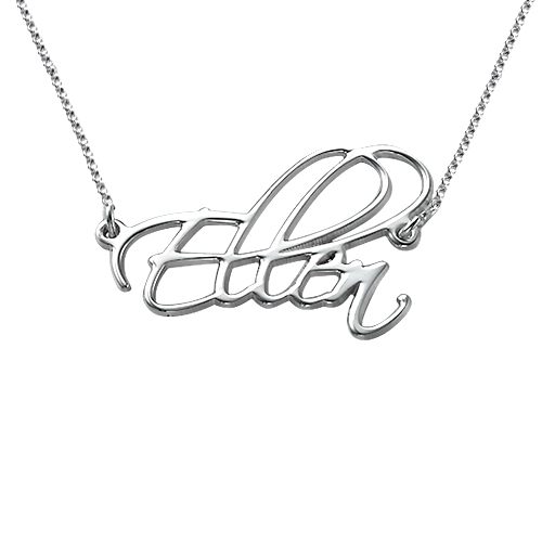 Personalisierte Silber Script Halskette
