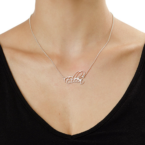 Personalisierte Silber Script Halskette