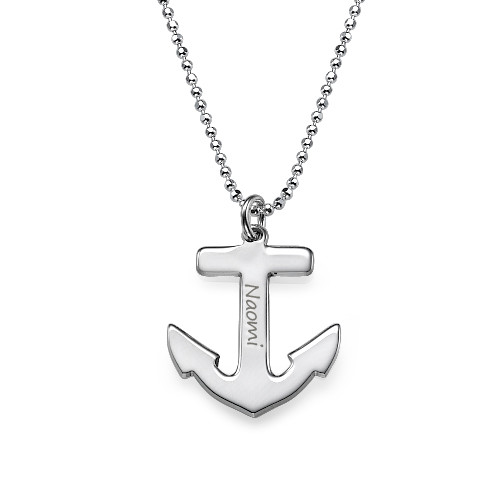Sterling Silber mit eingraviertem Anchor Halskette