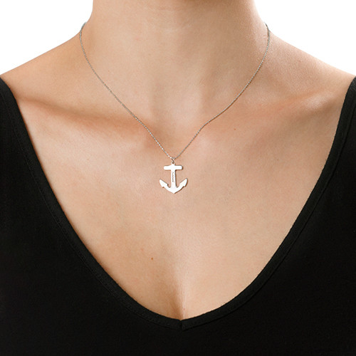Sterling Silber mit eingraviertem Anchor Halskette