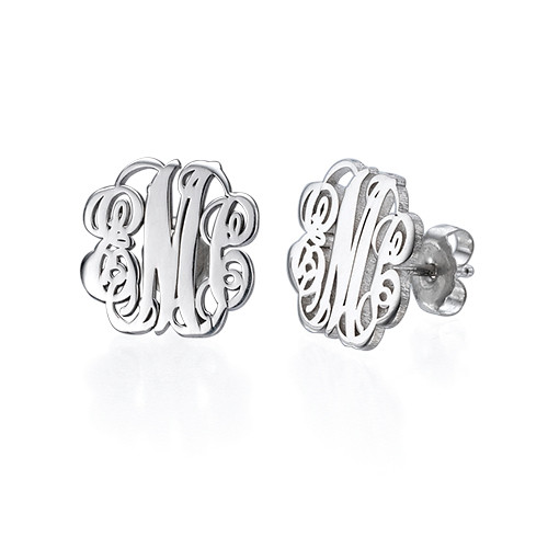 Sterling Silber Monogramm Bolzen Ohrringe