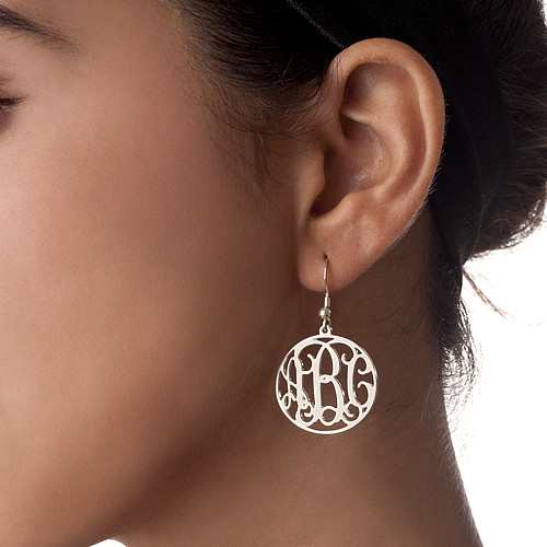 Sterling Silber mit Monogramm Ohrringe