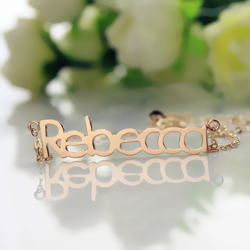 18ct Rose Gold überzogen Rebecca Art Name Halskette