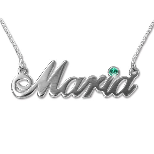 18 Karat Weißgold und Swarovski Kristall Namenskette